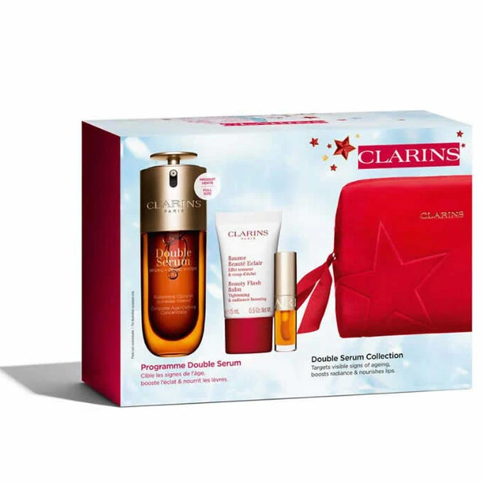 Clarins Double Serum 50ml + Beauty Flash Balm 15ml + Lip Comfort Oil 1 Clarins Double Serum 50ml + Beauty Flash Balm 15ml + Lip Comfort Oil